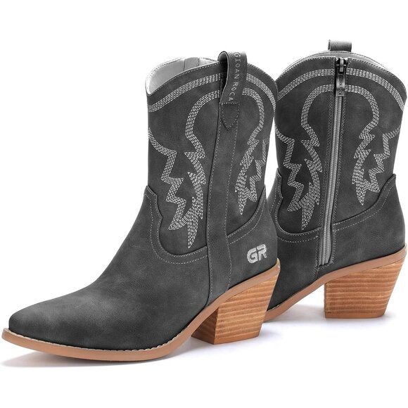 ⚡Women's Black Ankle Boot Embroidered Comfy Fashion Vintage Boot Wide Calf - Picture 1 of 5